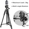 62" Camera Tripod, Lightweight Aluminum Travel Tripod with Carry Bag for Canon,DSRL, SRL, Phone Tripod Mount with Bluetooth Remote Shutter for Live Streaming, Work, Vlogging,Max Load Capacity 6.6 LB