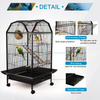 Lilithye Bird Cage Open Top Standing Parrot Parakeet Cage with Rolling Stand Large Metal Bird Flight Cage for Conure Parekette Cockatiel Finch Macaw Cockatoo Pet House,Black,Height 34 inch