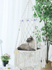 Hanging Cat Hammock Bed,9 Pcs Macrame Cat Swing Bed,Macrame Hanging Cat Bed, with 2 Catnip Mat Bed