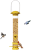 Nature's Rhythm Classic Sunflower or Mixed Seed Bird Feeder Cast Aluminum Tube Feeder, Heavy Duty, flip top and Easy Clean Base（Yellow）