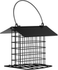 Outdoor Wild Bird Feeder, Black Small Hanging with Metal, Rainproof Squirrel-Proof, Single Suet Cake Style for Outside Office, Suet Bird Feeder, Hanging Suet Feeder, Single Suet Cake Bird Feeder
