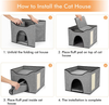 Teodty Cat House, Cat Houses for Indoor Cats, with Scratch Pad High-Strength Wood Board Without Odor, Soft Fabric Can be Double-Sided Use