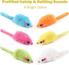 MeoHui 30PCS 5.5” Rattle Cat Toys Mice, Cat Mice Toy with Rattle Sound, Faux Furry Catnip Mouse Toy, Interactive Cat Toy for Indoor Cats Kitten Play Fetch, Assorted Color with 2PCS Extra Catnip Bag