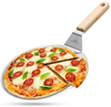 10 Inch Round Pizza Peel,Stainless Steel Baking Shovel Paddle with Wooden Handle Great for Baking Homemade Pizza, Bread, Cake, Pie-Metal Pizza Lifter