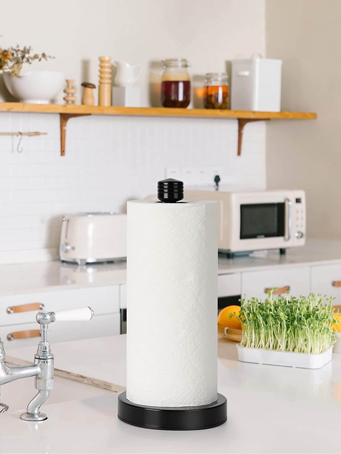 SMARTAKE Standing Paper Towel Holder, Damping Ratchet Design Paper