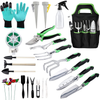 OUGUI Heavy Duty Garden Tool Set with Soft Rubberized Non-Slip Gardening Tools, 20 PCS Gardening Tools Set Succulent Tools Set Stainless Steel Garden kit Tools for Men Women