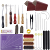 BUTUZE Complete Leather Craft Tool Sets 42 PCS DIY Craft Supplies for Beginner-Hand Sewing Tools for Stitching/Cutting/Punching Canvas/Leather Craft DIY