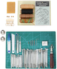 Leathercraft Working Tools Kit, Leather Craft Stamping Tools with Cutting Mat, Stitching Groover, Prong Punch, Snaps, Rivets Kit and Professional Stitching Sewing Tools for DIY Leathercraft