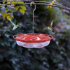 Joyathome Hanging Hummingbird Feeder, 4 Feeding Ports, Built-in Moat, 16-oz Nectar Food Dual Purposer Container for Outdoor Garden Yard Decoration,Red