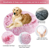 Round Thick Dog Bed, Warm Cat Bed with Laundry Bag, Fluffy Plush Dog Bed for Large Medium Small Dogs and Cats, Soft Machine Washable Pet Sofa Bed, Non-Slip Waterproof Bottom, Pink (20"/23"/27.5")