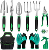 11 Pcs Garden Tools Set- Heavy Duty Aluminum Gardening Hand Tools with Garden Gloves,Trowel and Organizer Tote Bag, Vegetable Gardening Supplies Planting Tools, Outdoor Gardening Gifts for Women Men