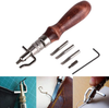 CJRSLRB 7Pcs Adjustable Stitching Groover and Creasing Edge Beveler, 7 in 1 Leather Skiving Grooving Tools, Leather Working Tools Kit