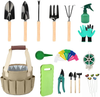 JAYSIMXIN Garden Tools Set, 31PCS Heavy Duty Manual Garden Kit, with Carry Tote, Gloves, Kneeling Pad, Hand Pruner, Trowel, Hand Rake, Weeder,Fork, Transplanter, Gardening Gifts Tools for Men Women