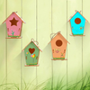 70 Pieces Wooden DIY Doodle Bird House Set Include 15 Pieces Unfinished Wood Mini Bird House to Paint and 36 Pieces Watercolor Paint Pen and 19 Pieces 3D Butterfly Wall Sticker Decals for Kids Adults