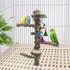 Tfwadmx Parrot Perch Bird Natural Wood Stand Branch Hanging Swing Stick Parakeet Climbing Paw Grinding Platform Chewing Hanging Bell Toys for Cockatiels, Love Birds and Finches Birdcage Accessories