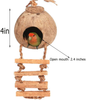 Tfwadmx Coconut Hide with Ladder, Natural Coconut Fiber Hanging Birdhouse Cage, Coconut Bird Shell Breeding Nest for Parrot Parakeet Lovebird Finch Canary (2 Pcs)