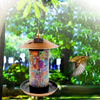 ZXMT Solar Bird Feeder for Outside Garden Outdoor Mosaic Hanging Lantern Waterproof Copper Bird Feeder for Outdoors