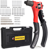 Rivet Gun, GIANTISAN Pop Rivet Tool Kit with 200 Rivets and 4 Drill Bits, Manual Hand Riveter Kit with Rugged Carrying Case