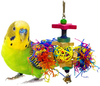 SunGrow Bird Toy, Brightly Colored Playtoy of Rattan, Wood and Shredded Paper, Safe for Small and Medium Parrots, Cockatiels, Lovebirds and Finches