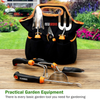 NEWURBAN Garden Tools Set - 6 Pcs Stainless Steel Heavy Duty Gardening Tool Set with Rubberized Non-Slip Ergonomic Grip - Durable Garden Tote with Trowel, Weeder and More