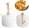 Aluminum Metal Pizza Peel, Pizza Spatula 12"X 14" With Foldable Wood Handle for Easy Storage, Large Folding Pizza Paddle for Baking Homemade Pizza