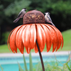Coneflower Standing Bird Feeder,Rust Resistant Garden Art Metal Birdfeeder,Beautiful Flower Garden Stakes Art Decorative Hummingbird Feeders for Outdoors (Orange Coneflower Bird Feeder)