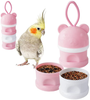 Portable Bird Feeder Cups Bird Food Water Treat Box Parrot Food Storage Container，Pet Travel Feeder(Pink)