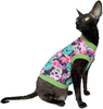 Kotomoda Hairless Cat's Cotton Stretch T-Shirt Mexican Sculls for Sphynx Cats