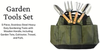 Hyndscroft 5 Piece Garden Tool Set with a Tote Carry Bag, Includes Stainless Steel Trowel, Transplant Trowel, Fork, and Cultivator, for Indoor and Outdoor Gardening, Green
