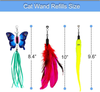 11 PCS Retractable Cat Feather Toy, Interactive Cat Toys Wand with 2 Poles & 9 Attachments Worm Feathers, Cat Feather Wand Toy for Kitten Cat