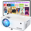 Video Projector, Top Vision 7500L Portable Mini Projector with 100” Projector Screen, 1080P Supported, Built in HI-FI Speakers, Compatible with Fire Stick, HDMI, VGA, USB, TF, AV, PS4