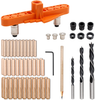 MINYULUA Self Centering Dowel Jig Kit, Wooden Doweling Jig with Center Scriber Line Offset Systerm, Woodworking Drill Guide Tool with Dowel Pins and Bits