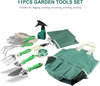 Irishom 11PCS Garden Tools Set,Gardening Tote Bag Gardening Tool Kit Organizer Shovels Trowel Hand Rake Gloves Garden Sprayer