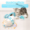 Moving Cat Toys Rolling Mouse Interactive Cat Exercise Toys with 5 Feathers USB Charging 2 Speeds Mode Colorful LED Light Automatic 360° Self Rotating Low Noise for Indoor Cats Kitten
