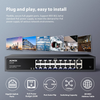 Aumox 18-Port Gigabit Network Unmanaged Switch, 16-Port PoE with 2 Uplink Gigabit Ports, 250W Built-in Power, Metal Casing and 19-inch Rackmount, Traffic Optimization, Plug and Play(SG518P)