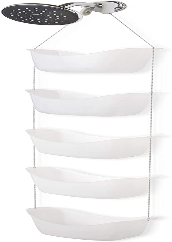 Umbra 022360-670 Bask, White Hanging Shower Caddy, Bathroom Storage and  Organizer for Shampoo, Conditioner, Bath Supplies and Accessories, 11-1/4  x