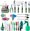 ETEPON Garden Tools Set, 50 Pieces Heavy Duty Gardening Tools with Soft Rubberized Non-Slip Handle Tools, Aluminum Outdoor Hand Tools with Garden Gloves and Handbag- Gardening Gifts for Women