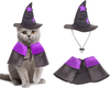Halloween Cat Costume Purple Witch Cloak Wizard Hat Cat Halloween Accessories Pet Costumes for Cats Kittens Cosplay