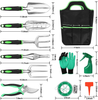Garden Tools Set 11 Piece Garden Tool with Transplant Trowel Cultivator Hand Rake Non-Slip Handle for Easy Carry Tote Bag, Heavy Duty Aluminum Alloy Manual Gardening Tools,Gifts for Men Women Kids