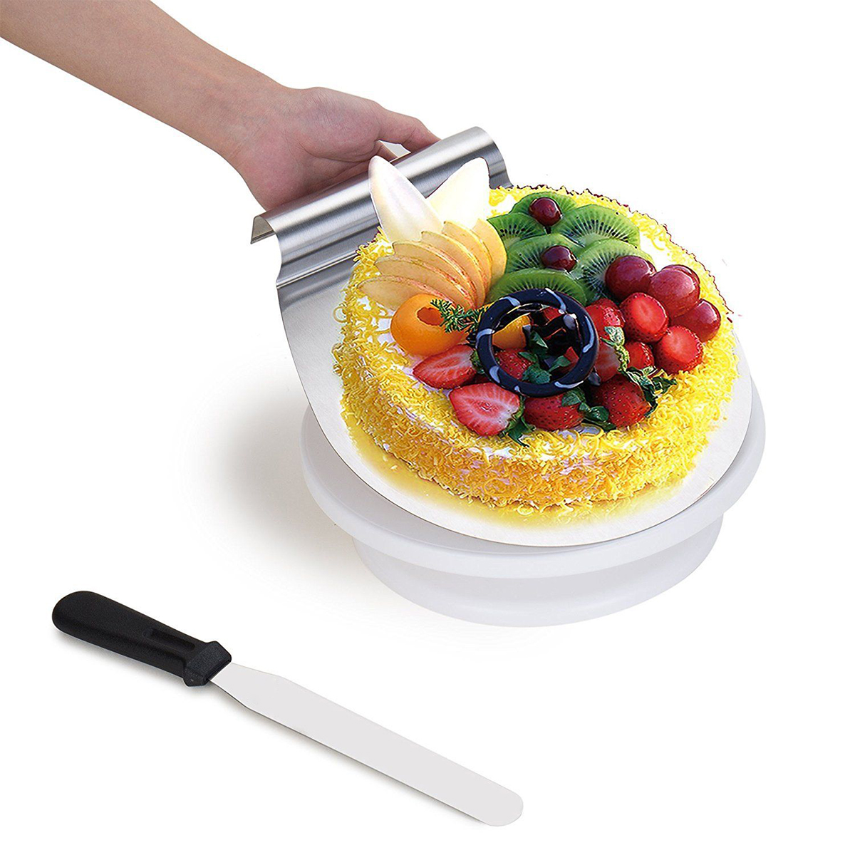 28Cm Rotating Cake Icing Decorating Revolving Display Stand Turntable Smoother
