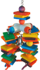 Super Bird Creations SB440 Chewable 4 Way Play Bird Toy with Colorful Wooden Blocks & Ringing Bell, Large Size, 15” x 7” x 7”