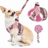 Soft Mesh Small Dog Harness with Leash - Basic Plaid Padded Chest Vest for Kitties, Puppy, Small Pets