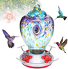 N/A. Hummingbird Feeder for Outdoors with 4 Perches - 32 Ounces Hummingbird Nectar Capacity, Include Moat Hook and Hanging Wires, Clear Blue Glass, Dream