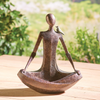 ART & ARTIFACT Zen Woman with Bird Sculpture - Indoor/Outdoor Accent Bowl and Bird Feeder Garden Statue