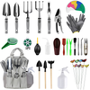 MasBekTe Garden Tools Set, 57 Pcs Gardening Tools Set with Heavy Duty Hand Tools and Succulent Tools Set,Garden Gloves and Garden Tote,Garden Accessories，Gardening Gifts for Women Men
