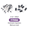 Swpeet 240Pcs 24 Kinds Different Electrolytic Capacitors Range 0.1uF－1000uF Assortment Kit, 10V/16V/25V/50V Aluminum Radial Electrolytic Capacitors for TV, LCD Monitor, Radio, Stereo, Game