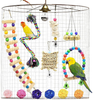 DOMIGLOW Bird Toys for Parakeets - Bird Perches Parrot Toys Climbing Ladder Hanging Swing Cuttlebone Chew Toys Perfect for Cockatiel Budgies Small Macaw Lovebirds