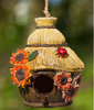 Dawhud Direct Ladybug and Flowers Decorative Hand-Painted Bird House