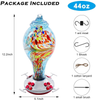 Gtongoko Glass Hummingbird Feeder for Outdoors,Decorative Hand Blown Glass Bird Feeder,Leak Proof 44 Ounces Nectar Capacity,Including Hanging Hook,Ant Moat,Cotton Lanyard(Blue)