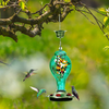 LUJII Hummingbird Feeder for Outdoors, Hand Blown Glass Humming bird Feeders, Anti Fade Leakproof, 25 Ounces Nectar Capacity, Easy to Clean & Filling, Garden Decor for Outside, Include Hook & Ant Moat